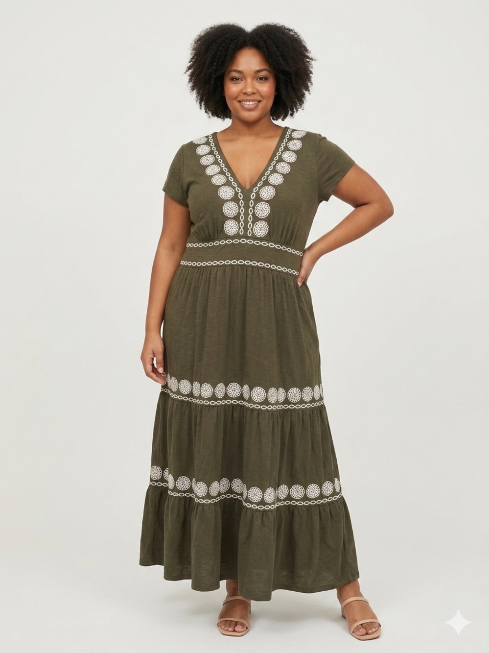 BODEN “ Elara” Maxi Tea Dress - Sage Green- Size 14R Embroidered Floral Summer
